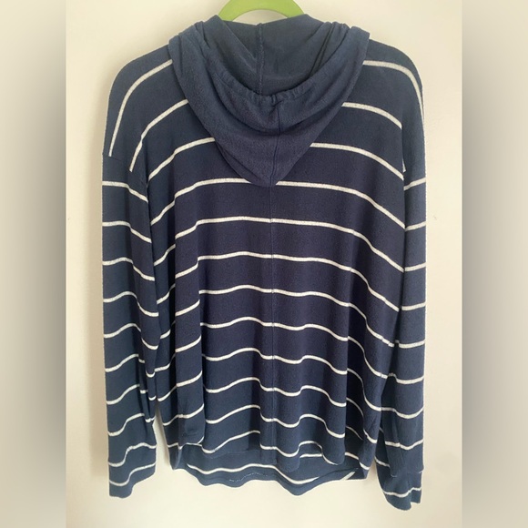 Market & Spruce Navy and White Striped Hoodie - Picture 3 of 3